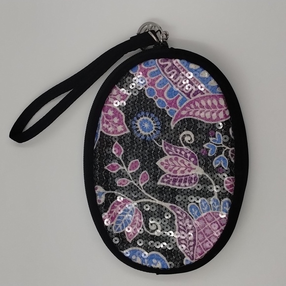 Vera Bradley Alpine Floral sequined oval wristlet wallet clutch - Picture 2 of 6